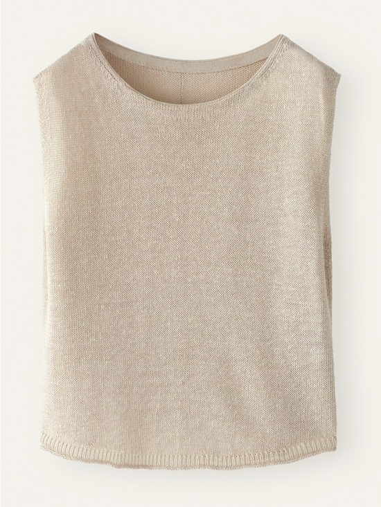 Poetry Tops - Poetry Women’s SIZE 14 Délavé Linen Knitted Top in Parchment